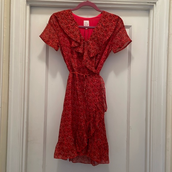 Red silk wrap dress Soi Paris 38 - Picture 2 of 10